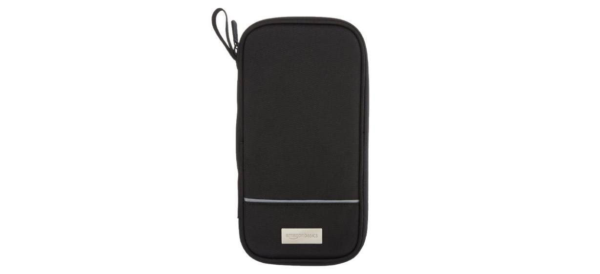 Black  Amazon Basics RFID Travel Passport Wallet Organizer on white background Black  Amazon Basics RFID Travel Passport Wallet Organizer on white background