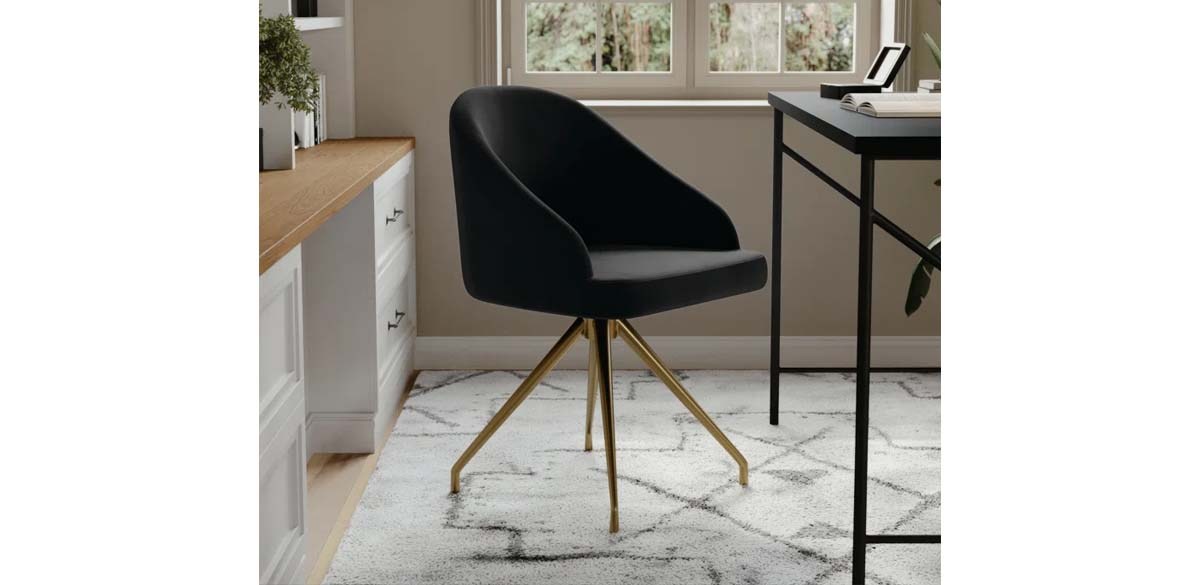 Jones Upholstered Stationary Swivel Home Office Chair by Martha Stewart