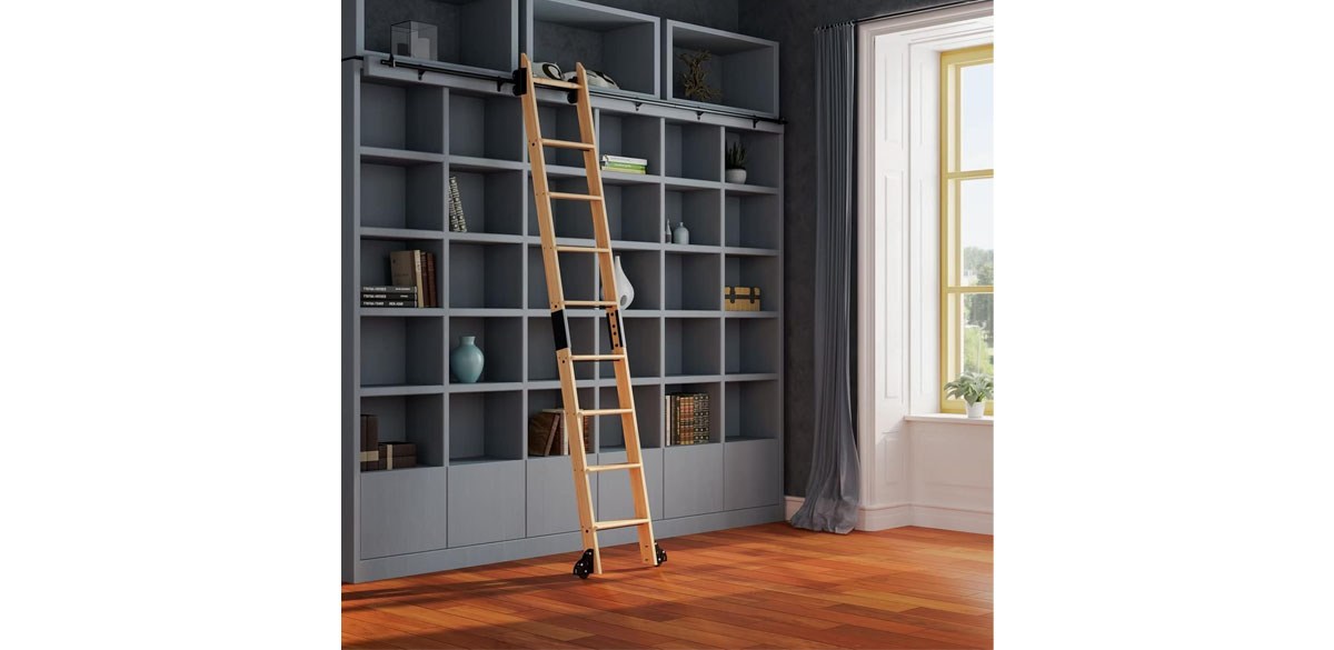 Quite Guide Sliding Rolling Library Ladder