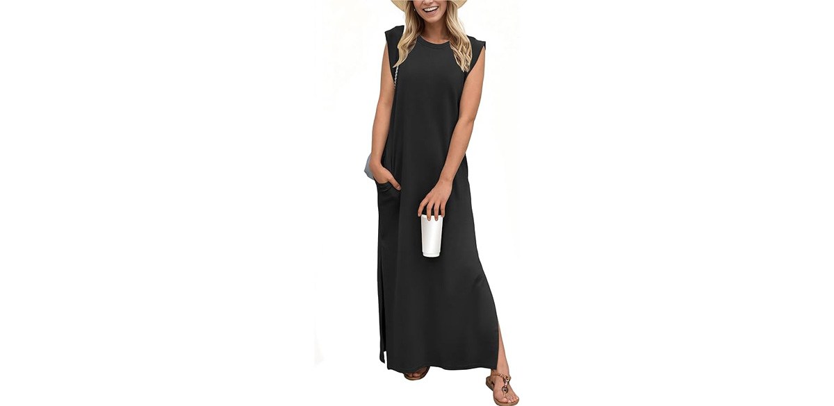 GRECERELLE 2025 Women Summer Round Neck Casual Loose Split Wrinkle-Free Long Maxi Beach Dress with Pockets GRECERELLE 2025 Women Summer Round Neck Casual Loose Split Wrinkle-Free Long Maxi Beach Dress with Pockets