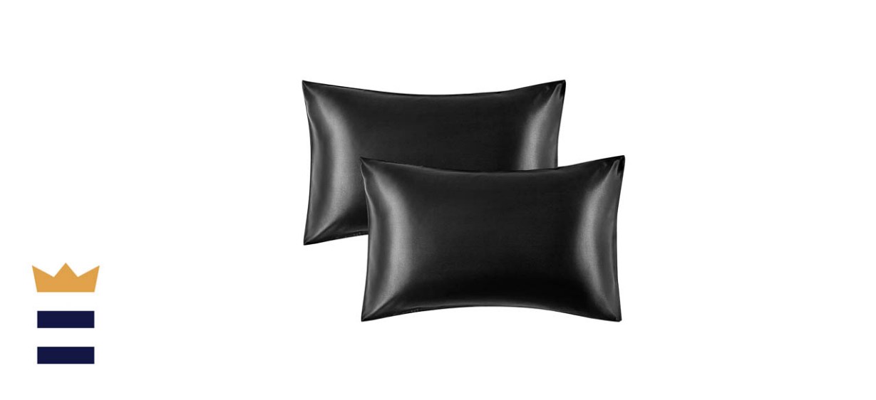 Bedsure Satin Pillowcase for Hair and Skin Queen - Black Silk Pillowcase 2 Pack