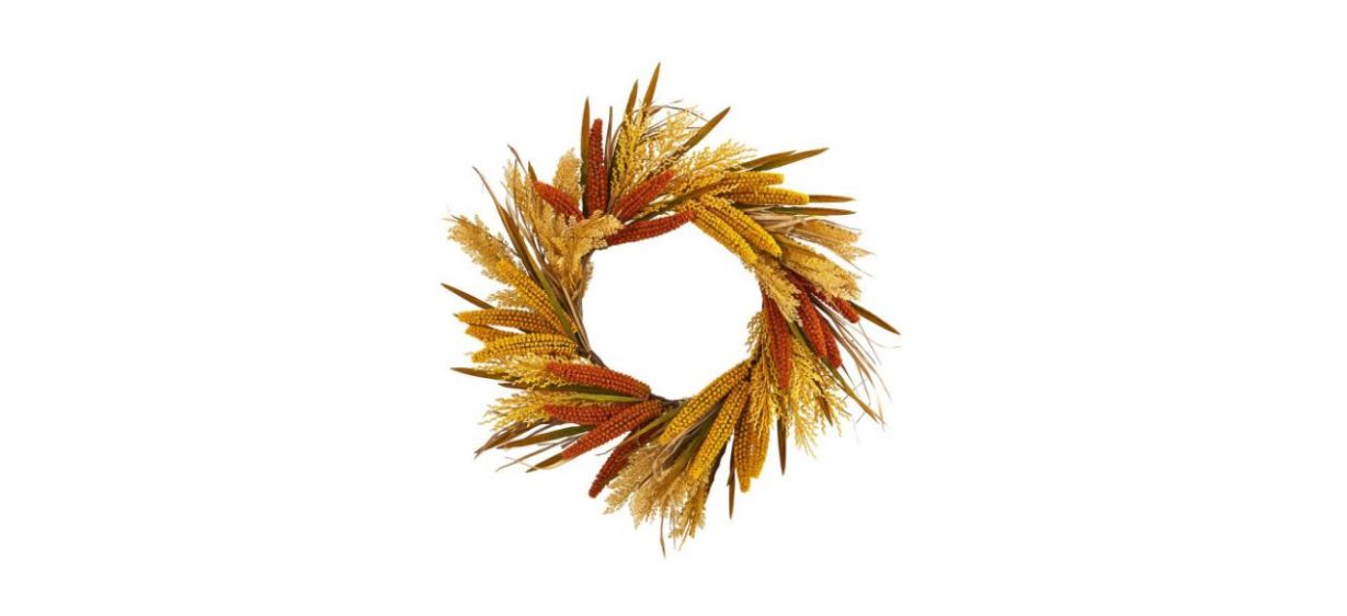 Best 25-Inch Nearly Natural Holiday Wreath with Sorghum Harvest 