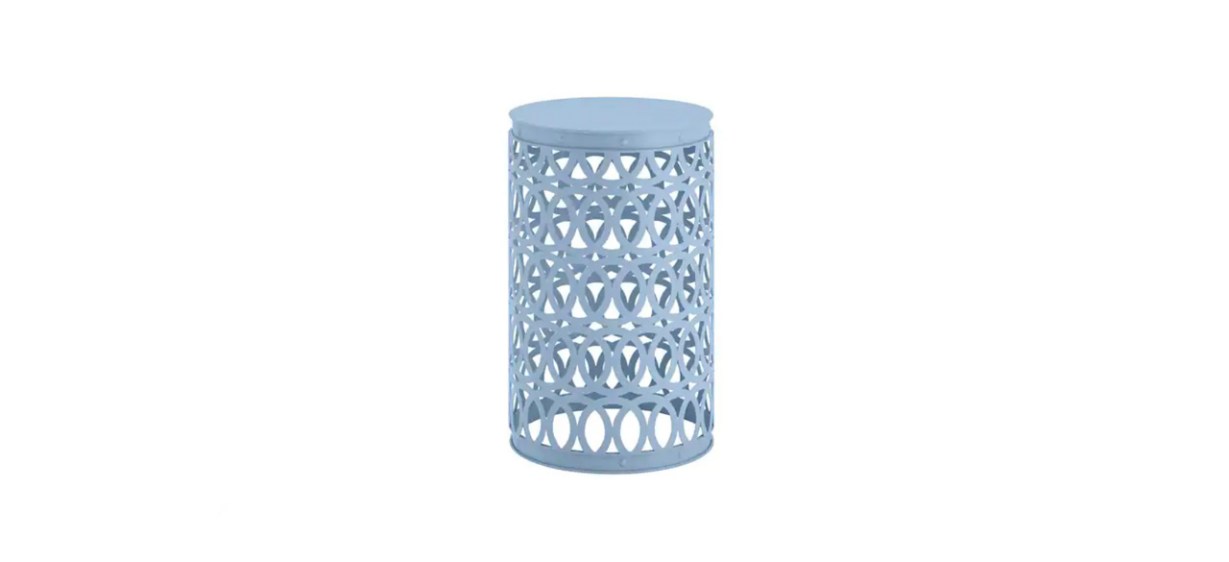 best Hampton Bay Surf Blue Metal Garden Stool