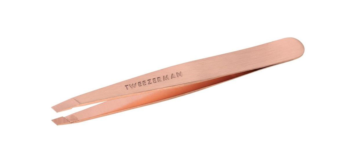 A rose gold Tweezerman Stainless Steel Slant Tweezer A rose gold Tweezerman Stainless Steel Slant Tweezer