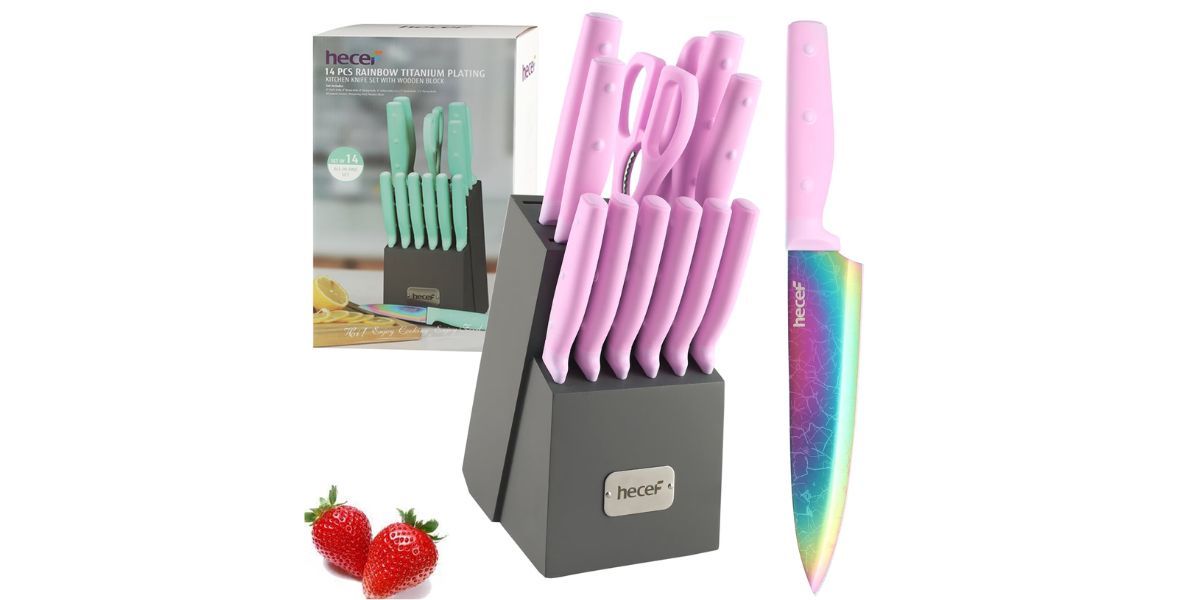 Hecef 14-Piece Stainless Steel Kitchen Knife Set