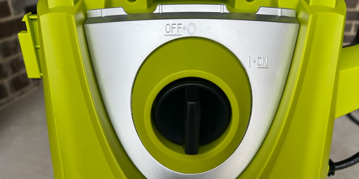 Closeup Sun Joe SPX3000 control panel Closeup Sun Joe SPX3000 control panel