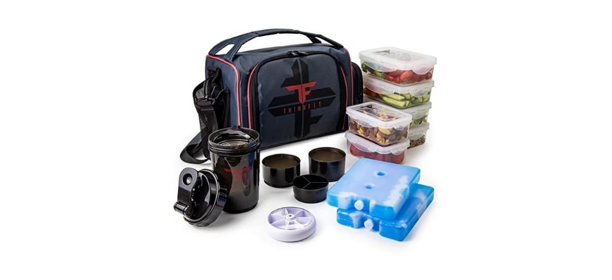 ThinkFit Insulated Meal Prep Lunch Box with 6 Food Portion Control Containers ThinkFit Insulated Meal Prep Lunch Box with 6 Food Portion Control Containers