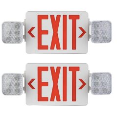 AmazonCommercial Battery-Powered Emergency Exit Sign w/ Lights, 2 Pack