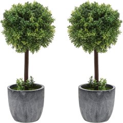 MyGift Artificial Boxwood Topiary Trees