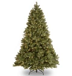 National Tree Company Pre-Lit 'Feel Real' Artificial Full Downswept Christmas Tree, Douglas Fir, White Lights, 6.5 feet