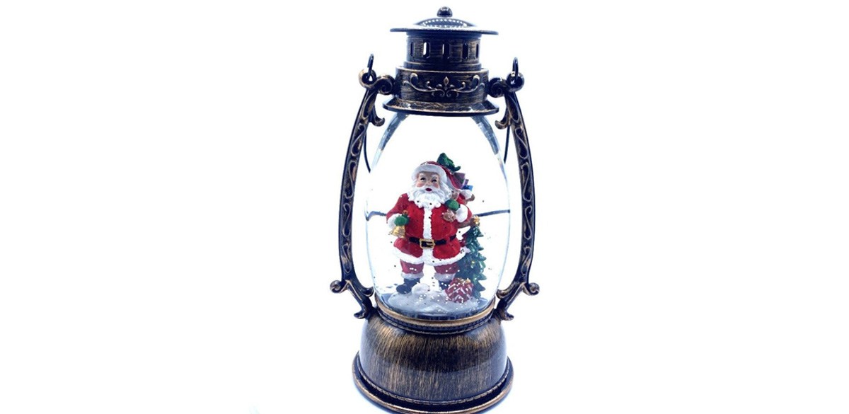 10 inch Santa Water Snow Globe Lantern - Classic Christmas Decoration