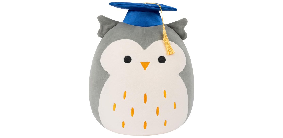 Squishmallows Original 12in Hoot the Grey Owl in Graduation Cap
