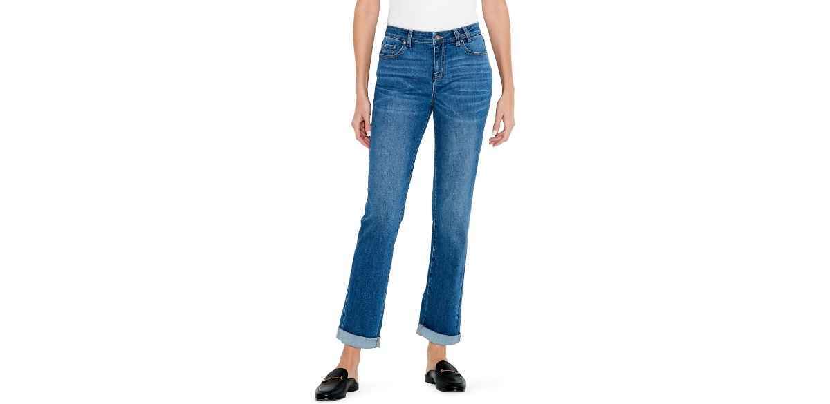 Nic &amp; Zoe Cuffed High Waist Straight Leg Girlfriend Jeans