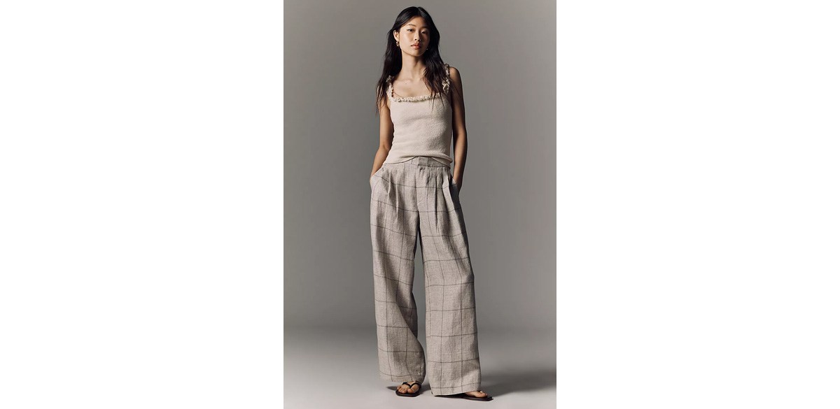 rag &amp; bone 100% Linen Chappell Plaid Pants