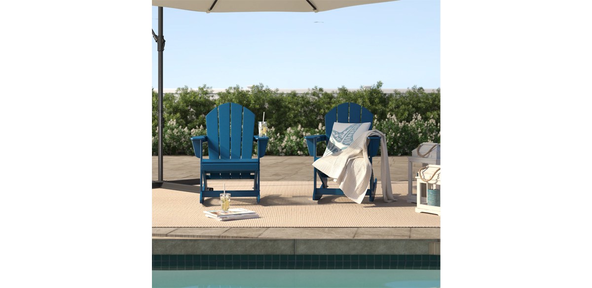 Beachcrest Home Navy Blue Sparks Rocking Adirondack Chair