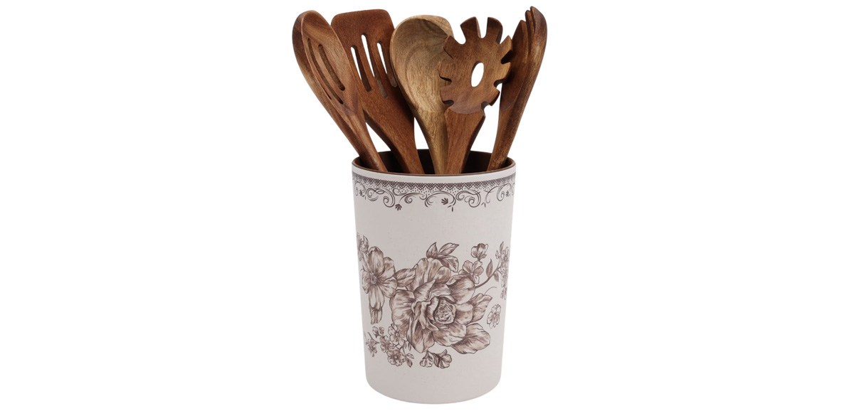 The Pioneer Woman Agetha 6-Piece Acacia Wood &amp; Bamboo Melamine Crock Set