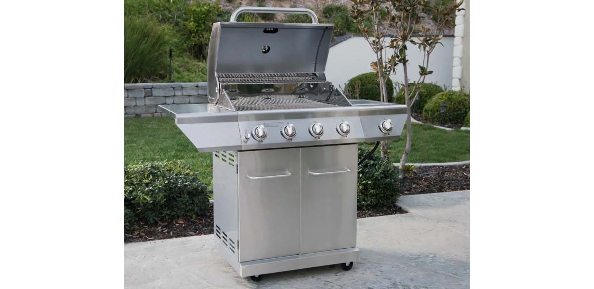 Nexgrill 4-Burner Freestanding Propane Gas Grill with Side Burner and Cabinet