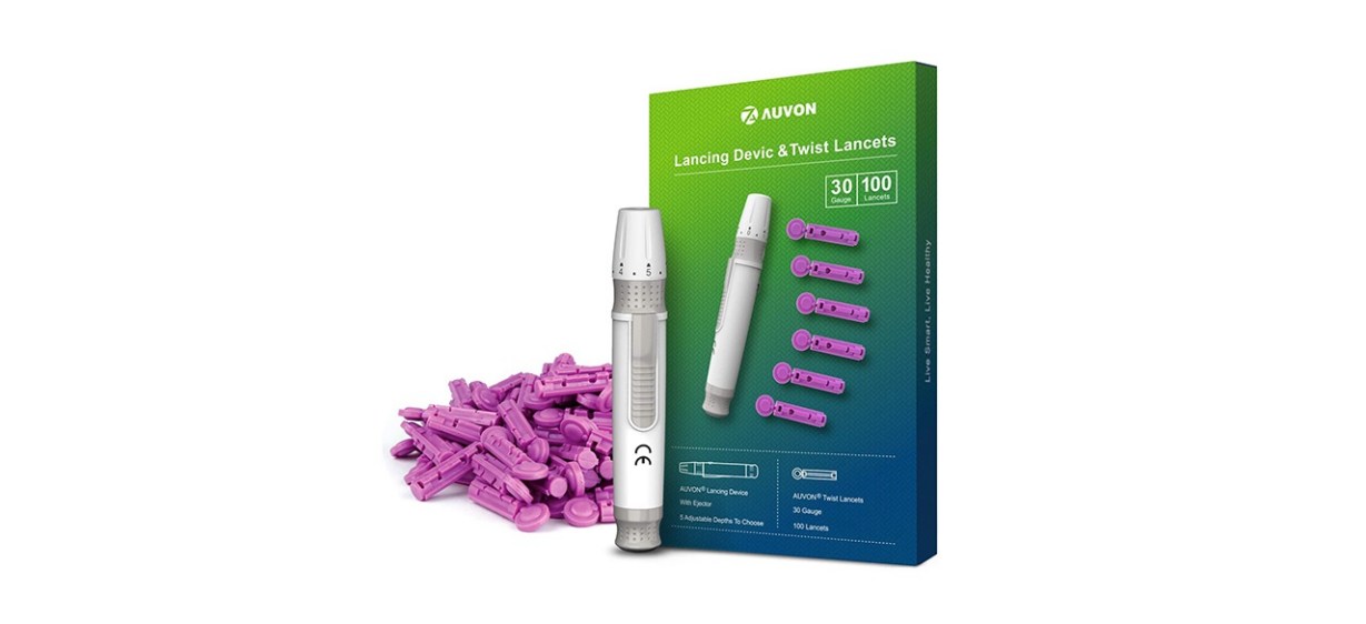 AUVON Lancing Device &amp; Twist Lancets with Less Pain Design