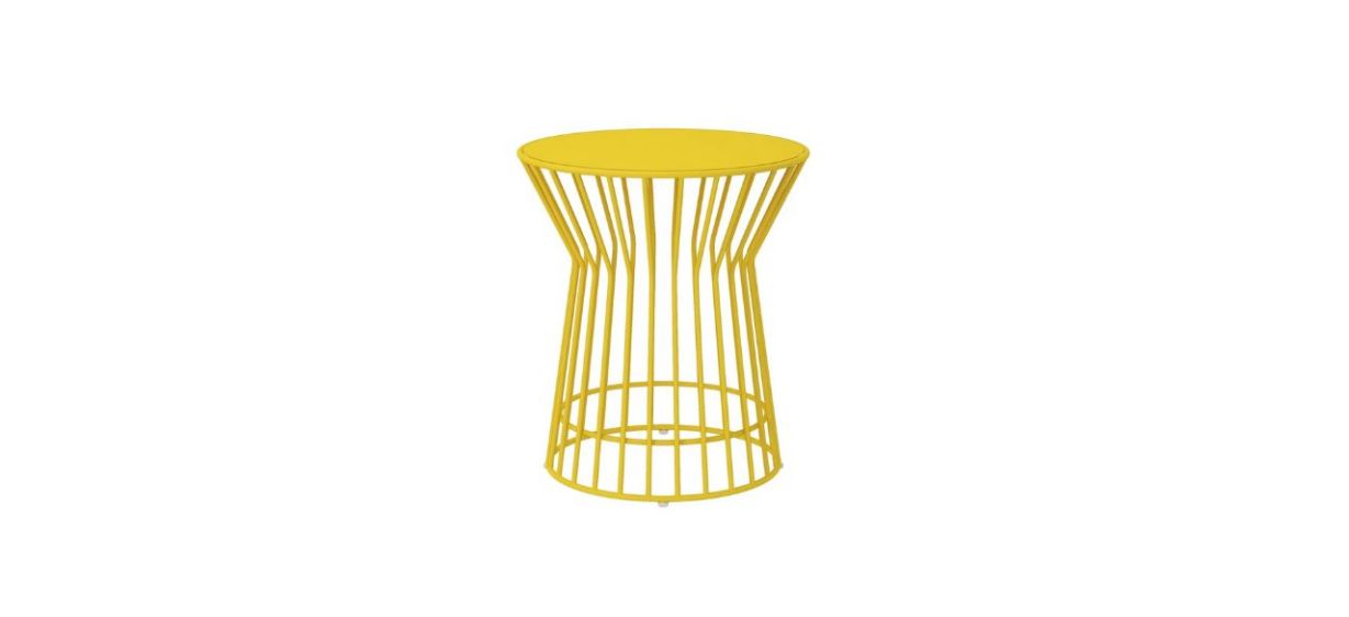 Novogratz Yellow Roberta Metal Outdoor Side Table Novogratz Yellow Roberta Metal Outdoor Side Table