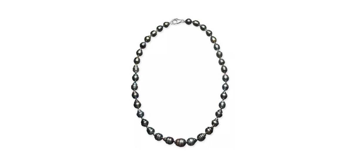 Best Macy’s Cultured Baroque Black Tahitian Pearl 17-18-Inch Collar Necklace