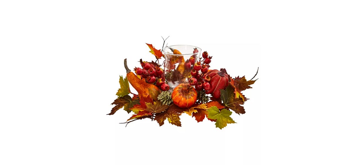Best Nearly Natural Pumpkin, Gourd, Berry and Maple Leaf Artificial Arrangement Candelabrum