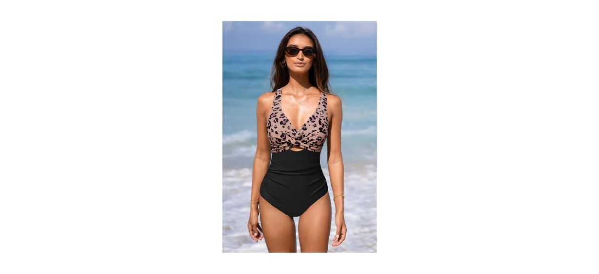 Cupshe Leopard Print Cutout Tummy Control One-Piece Swimsuit