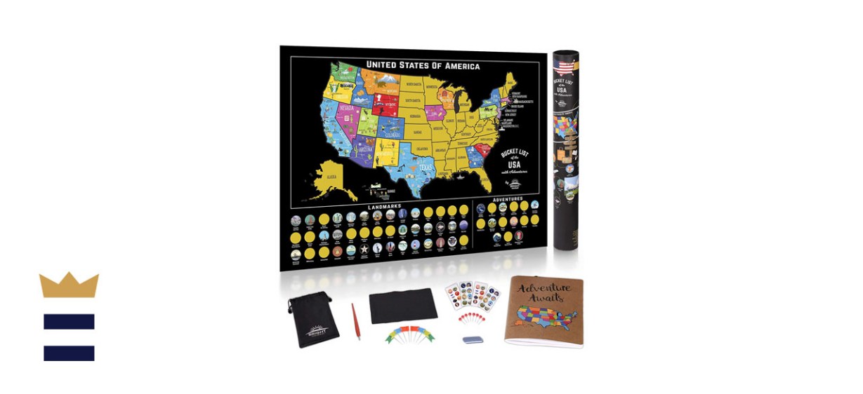 Bright Standards Scratch Off Map of the United States with Travel Journal