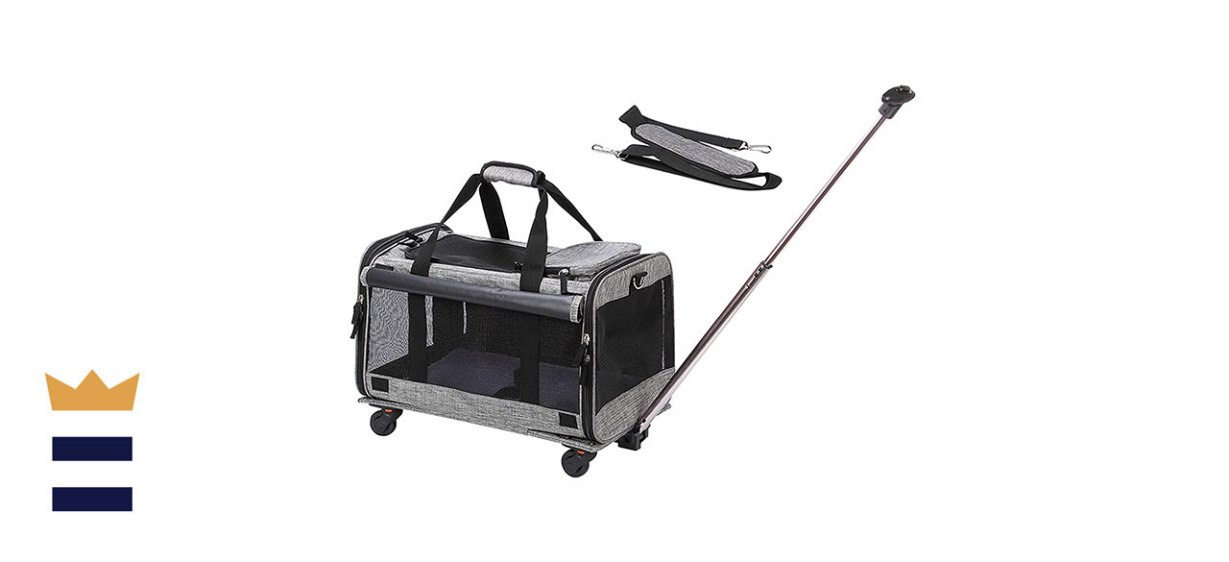 Coopeter Pet Carrier with Telescopic Walking Handle