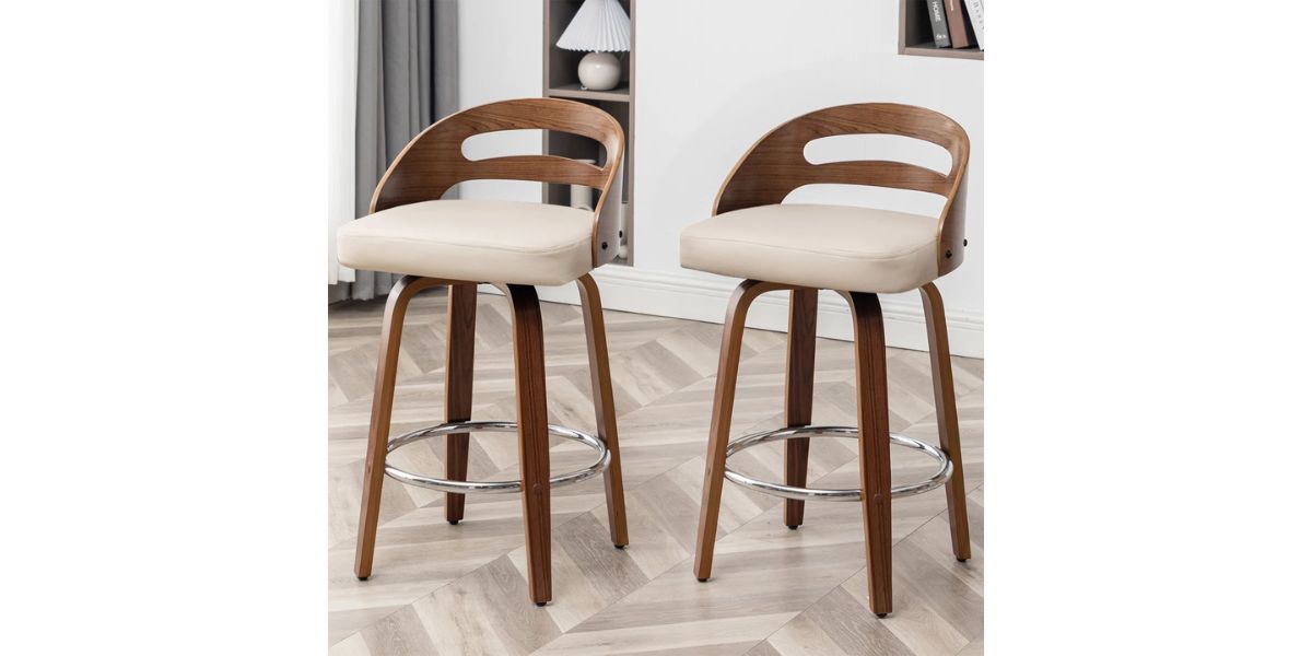 Corrigan Studio Hesson Swivel Faux Leather Low Back Bar Stools (Set of 2)
