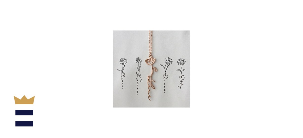 Custom name necklace with birth flower