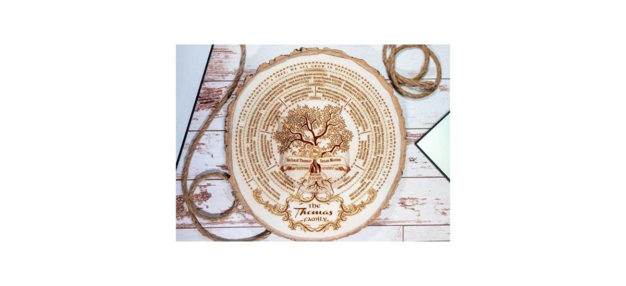 Engraved Family Tree Chart lying on table