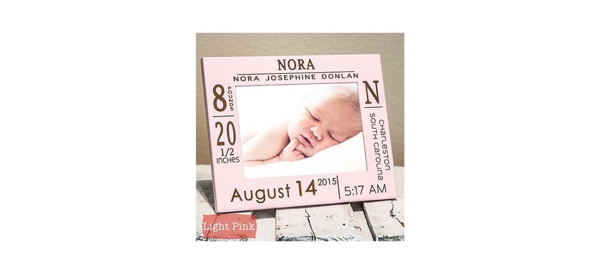 Gifted Oak Personalized Birth Announcement Picture Frame with Stats