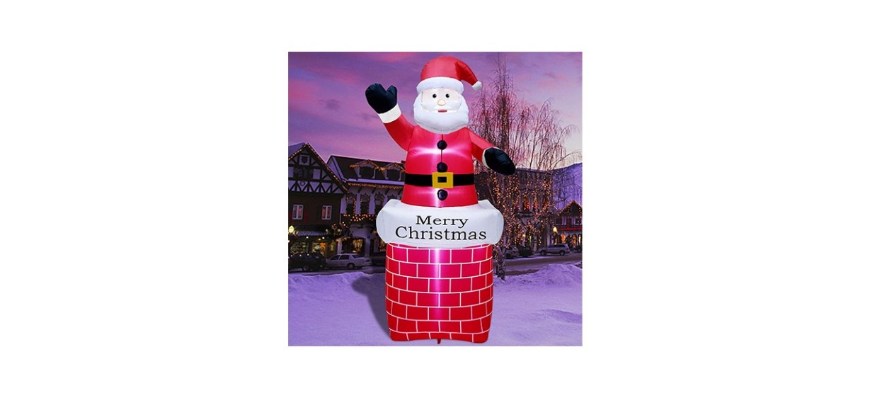 Atdawn Inflatable Santa Claus in Chimney