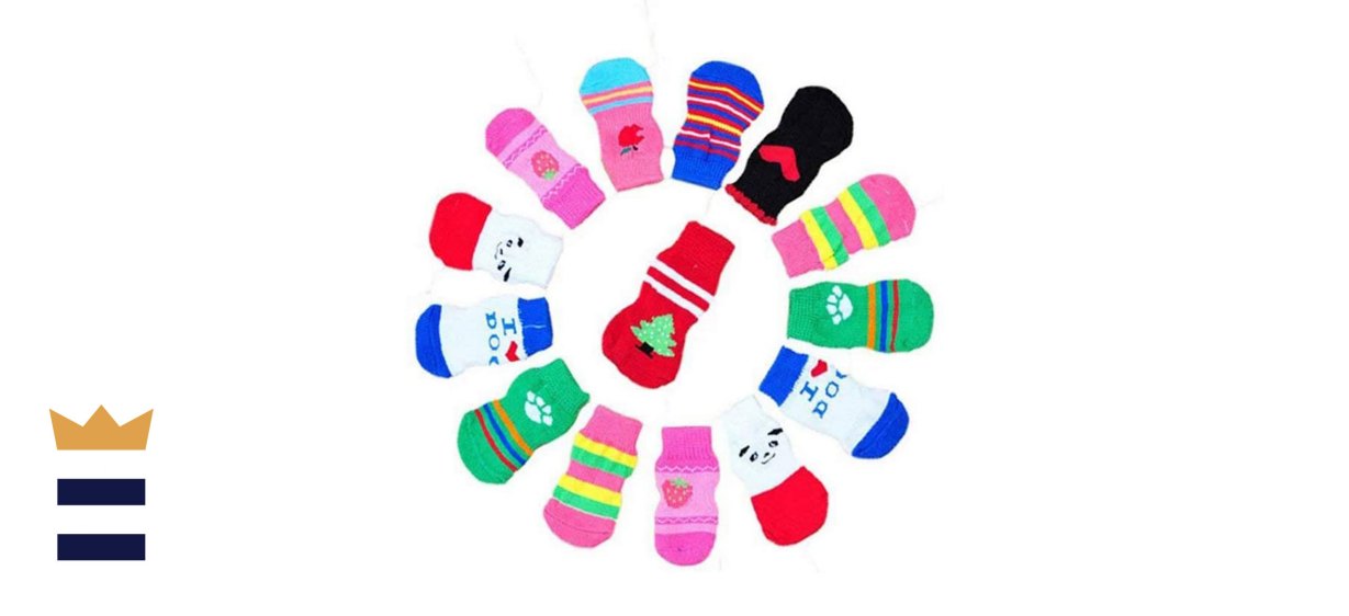 Life Wheel Pet Paw Protection Traction Control Anti-Slip Knit Cotton Socks