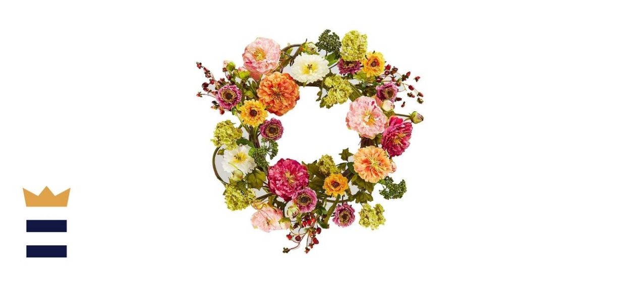 Nearly Natural 24-Inch Mixed Peony Wreath