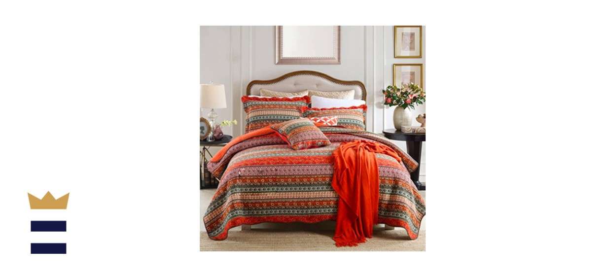NEWLAKE Classical Cotton Quilt Set in Red