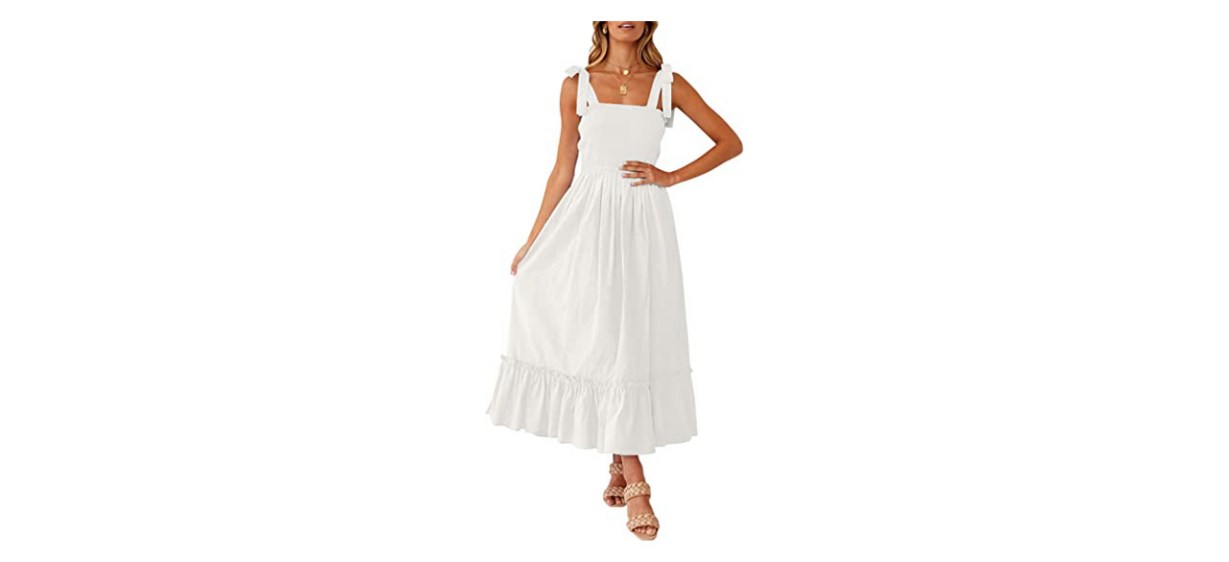 Berydress Women's Summer Dress Spaghetti Strap Tiered Midi Dress