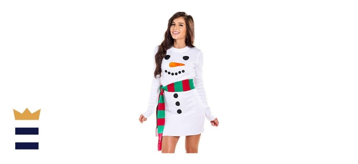 White Snowman Christmas Dress With Scarf From Tipsy Elves