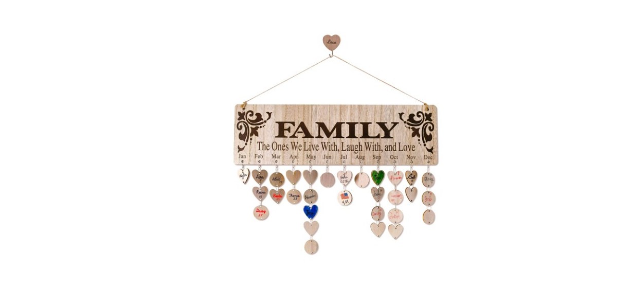 Wooden Family Birthday Reminder Tracker