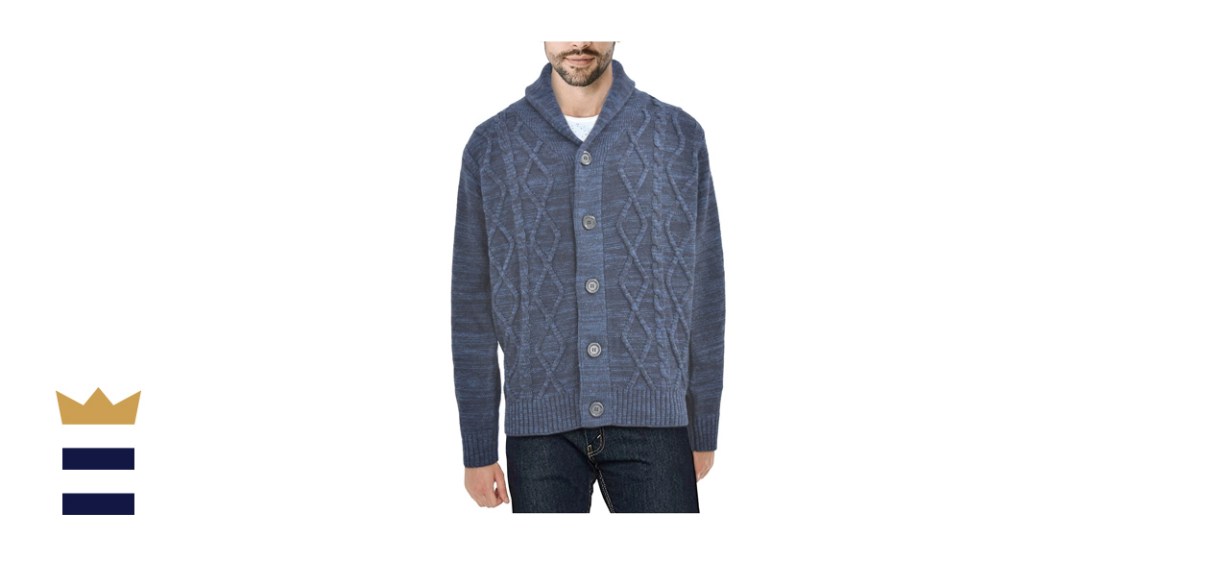 X-Ray Men's Shawl Collar Cable Knit Cardigan