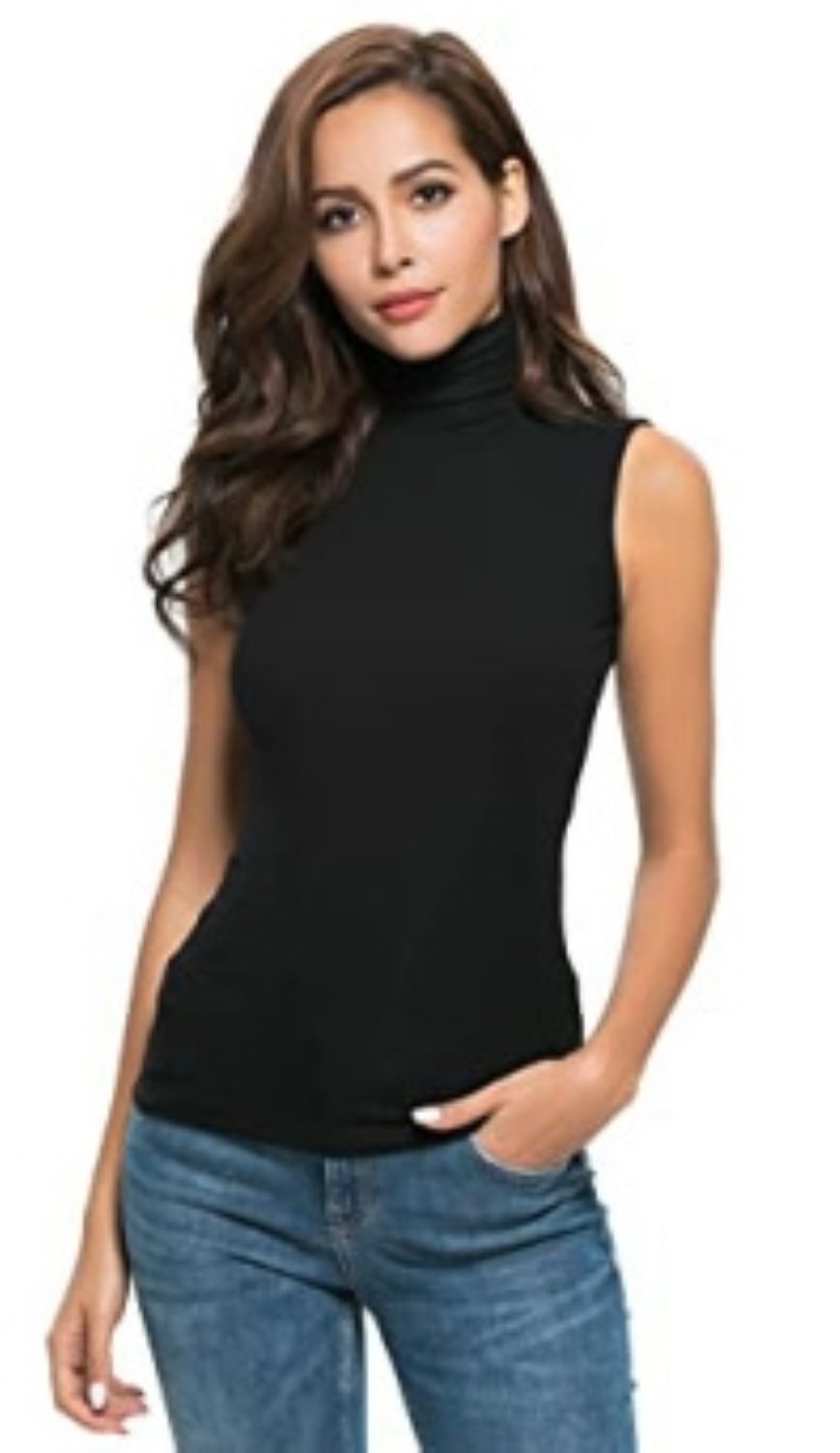 Nasperee Sleeveless Mock Turtleneck