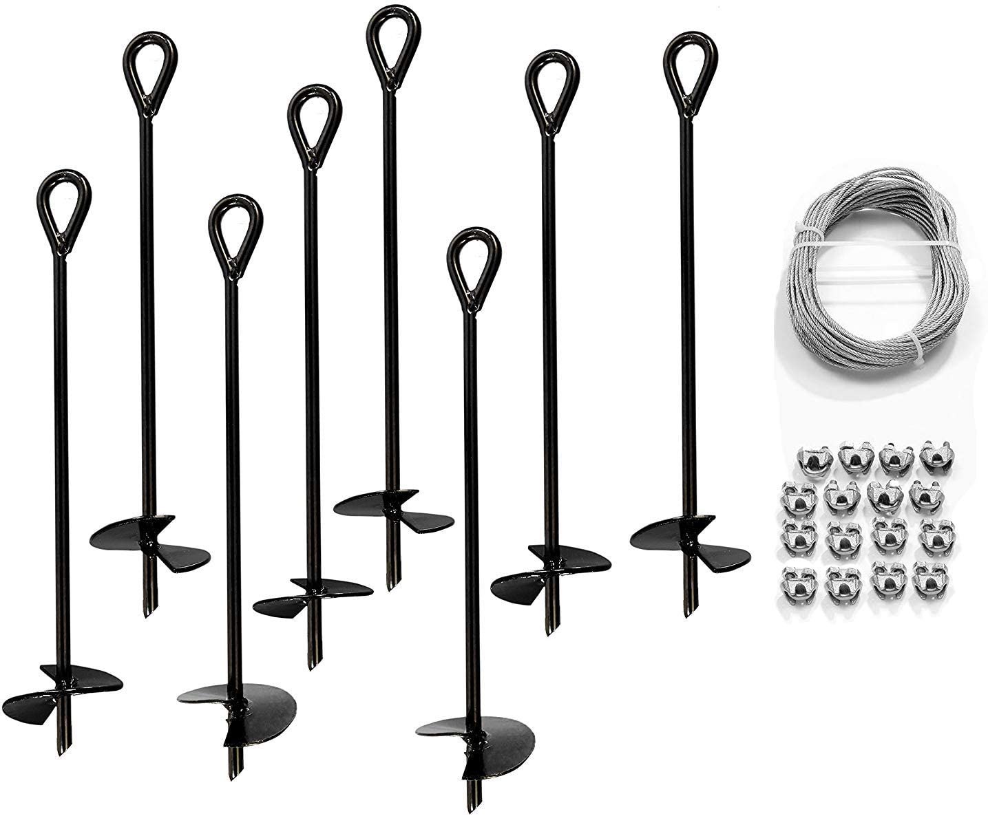 AshmanOnline Ground Anchor with 100 Feet of Galvanized Wire