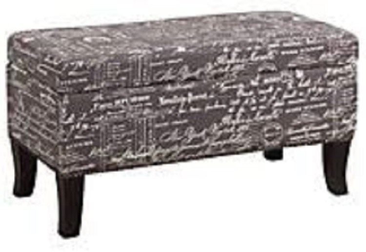Linon Stephanie Script Linen Ottoman