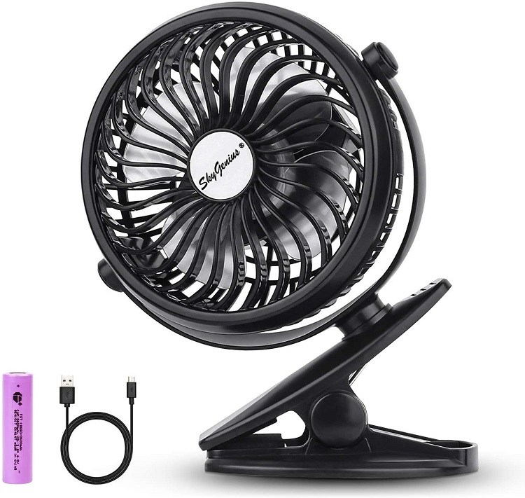 SkyGenius Battery Operated Clip-On Mini Desk Fan