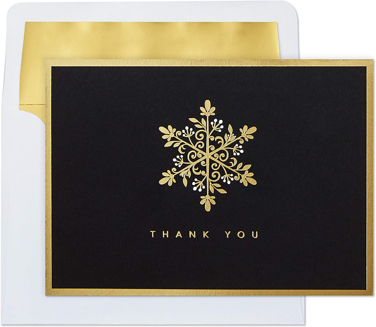 Hallmark Thank You Cards, Gold Snowflake (10 Cards with Envelopes)