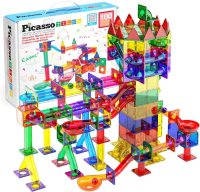 PicassoTiles 100pc Magnetic Marble Run Set