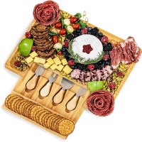Home Euphoria Bamboo Cheese Board and Knife Set