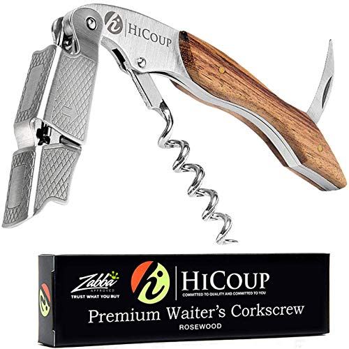 HiCoup Professional Grade Natural Rosewood All-in-One Corkscrew