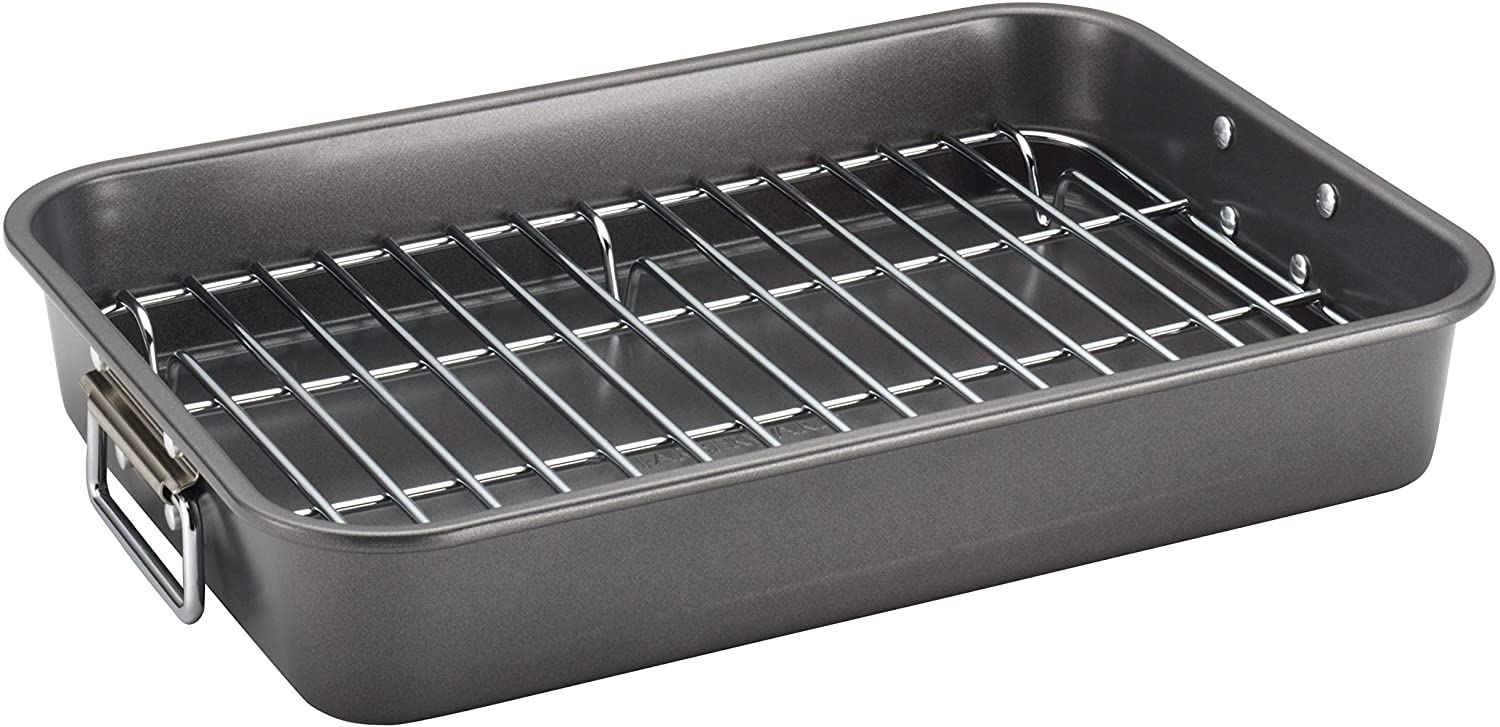 Farberware Nonstick Steel Roaster with Flat Rack