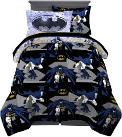 Franco Kids Bedding Super Soft Comforter and Sheet Set with Sham, 5 Piece Twin Size, Batman